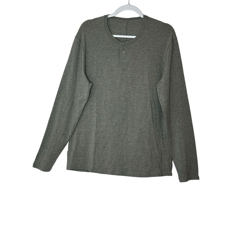 Lululemon Shirt  Mens Medium‎ Long Sleeve Gray Stretch Athletic Gym Outdoor